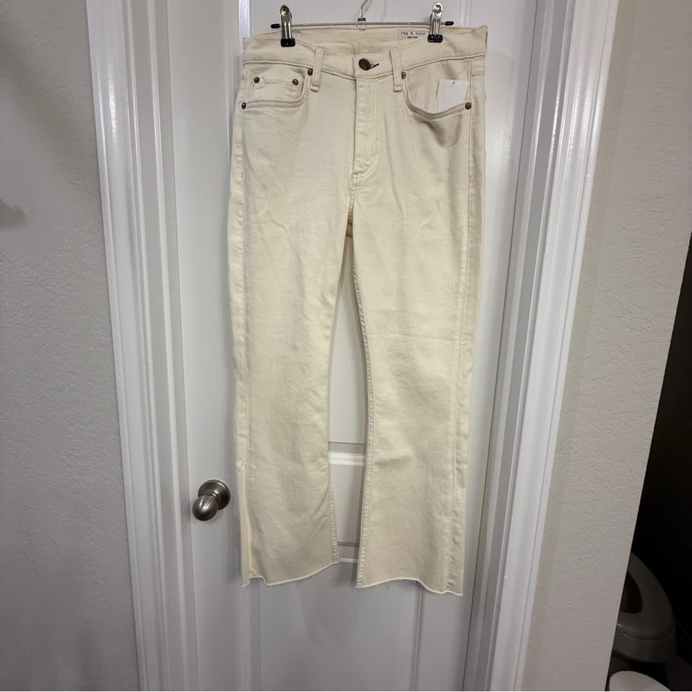 rag & bone Cream Boot Cut Jeans